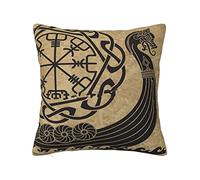 Carré Canapé Housses Les Runes Nordiques du Motif Scandinave Antique des Vikings Taies Doreiller Prime Couvre-Oreillers Lavable Canapé Taie d'oreiller 45X45Cm pour Chambre À Coucher Salon Jardin