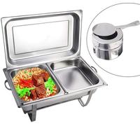 Carré Chafing Dish Réchauffeur de repas en acier inoxydable Commercial Récipient de maintien au chaud, Four de repas avec réservoir de pâte à brûler,pour buffets,Catering