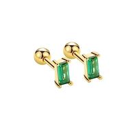 Carré cz sterling argent argent stead anneau à balle vis hélice en dos tragus simulé émeraude cl-cristal rectangle dorseur anneau bijoux pour femmes filles