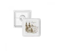 Carré de Prague République tchèque Landmark PBT Keycaps pour Clavier Mécanique Blanc OEM sans Marquage d'impression R1 Multicolore