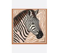 Carré de soie imprimé Zèbre Sauvage 90x90 cm Misciano Noir Crème Beige
