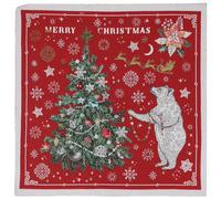 Carré de tissu jacquard polycoton motif festif esprit noël DADDY Rouge