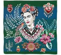 Carré de tissu polycoton motif Frida Kahlo ARTISTA vert Emeraude