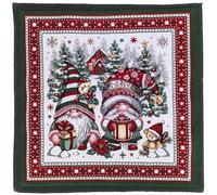 Carré de tissu polycoton motif NAINS Noël blanc et rouge