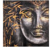 Carré de tissu similicuir 44x44 cm KARIA bouddha gold gris et doré