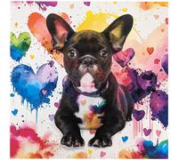 Carré de tissu similicuir 44x44 cm KARIA bouledogue français