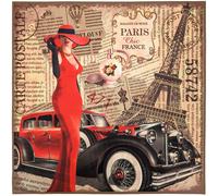 Carré de tissu similicuir 44x44 cm KARIA motif journal et glamour beige