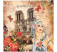 Carré de tissu similicuir 44x44 cm KARIA motif Notre Dame beige