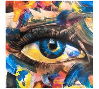 Carré de tissu similicuir 44x44 cm KARIA motif oeil spirituel multicolore