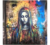 Carré de tissu similicuir 44x44 cm KARIA motif tag et femme multicolore