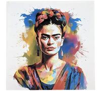 Carré de tissu similicuir 44x44 cm KARIA personnage Frida Kahlo blanc