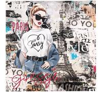 Linnea Carré Simili Cuir Sassy Girl Style 44x44 cm Karia Motif Fashion