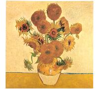 Carré de tissu similicuir vegan jaune 44x44 cm ART Les tournesols de Van Gogh