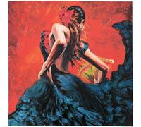 Carré de tissu similicuir vegan rouge et bleu marine 44x44 cm ART danseuse flamco