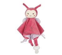 Gipsy Toys - Peluche Carre Doudou Coccinelle - Gamme Bamboo - Tout Doux - 1ER ÂGE - IDEE Cadeau Naissance Bebe - Fille ET Garcon - 13 CM - Rose Beige ET Gris