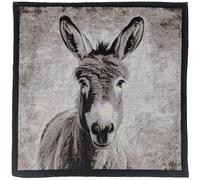 Carré jacquard polycoton 47x47 cm personnage âne Pompom lin
