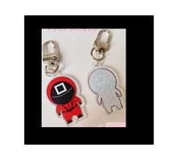 (Carré) Porte-clés Squid Game Réplique de poupée Dalgona Cookies Figure Porte-clés Pendentif