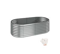 tectake® Carré Potager surélevé, Acier galvanisé, 200 x 100 x 80 cm, 942 l | Gants de travail inclus, Base ouverte pour drainage, Structure stable, Résistant aux intempéries, Bac à fleurs, Argent