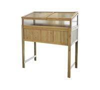 Carré potager avec serre sur pieds en bois ""Mon Jardin"" - Beige - L 120 x l 54 x H 120 cm