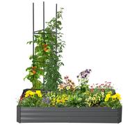 Outsunny Carré Potager jardinière rectangulaire en métal Grande capacité 180 x 90 x 29,5 cm avec Tuteurs pour tomates et Plantes grimpantes