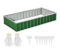 Outsunny Carré Potager de Jardin 174 x 90 x 30 cm - modulable, Montage sans Outils, Gants fournis - tôle d'acier ondulée Vert