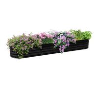Carré Potager De Jardin Dim. 240l X 62l X 30h Cm Modulable Tôle D'acier Ondulée Noir