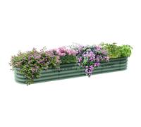 Carré Potager De Jardin Dim. 240l X 62l X 30h Cm Modulable Tôle D'acier Ondulée Vert