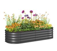 Carré potager de jardin - Outsunny - jardinière surélevée modulable acier fleurs herbes - acier - 150x62x30cm - gris foncé