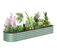 Carré Potager De Jardin Dim. 240l X 62l X 30h Cm Modulable Tôle D'acier Ondulée Vert