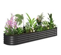 Carré potager de jardin - Outsunny - jardinière surélevée modulable acier fleurs herbes - acier - 240x62x30cm - noir