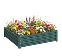 Carré potager de jardin - Outsunny - potager surélevé bac acier galvanisé résistant à la rouille - 120x120x30cm - vert foncé