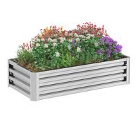 Carré potager de jardin - Outsunny - tôle d'acier ondulée - 120 x 60 x 30,5 cm - argent