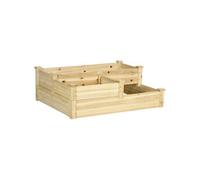 Outsunny Carré potager en escalier 3 niveaux zones séparées sans fond 108x88x36 cm Bois naturel