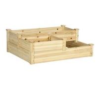 Carré potager - Outsunny - 3 niveaux - zones séparées - design sans fond - en bois massif - 108 x 88 x 36 cm - bois naturel