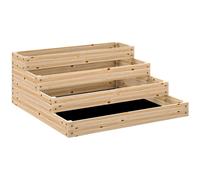 Outsunny Carré Potager de Jardin, jardinière en Bois Massif, lit de Jardin surélevé, sans Fond, 4 étages, pour Herbes légumes Fruits Fleurs, 113 x 113 x 46 cm, Bois Naturel