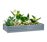 Outsunny Carré Potager rectangulaire, lit de Jardin surélevé en Acier galvanisé, Fond Ouvert, jardinière avec Bord Anti-Coupure Barres de Soutien, 180 x 90 x 30 cm, Gris argenté