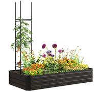Carré potager - Outsunny - rectangulaire - avec tuteurs - acier galvanisé - pour tomates plantes grimpantes 180 x 90 x 29,5cm - noir