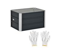 Carré potager - Outsunny - en acier galvanisé - fond ouvert - conception extra profonde - 66 x 47 x 40 cm - gris foncé