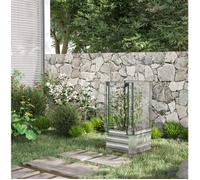 Carré potager surélevé 3 en 1 avec mini-serre et treillis - 53 x 53 x 90 cm - argenté