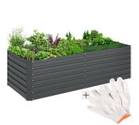 TecTake® Lit de Jardin Carré Potager de Jardin surélevé, Bac à semis Jardiniere en Acier galvanisé résistant à la Rouille Aménagement Serre de Jardin Jardiniere Exterieur Grande Taille 200x60x80cm