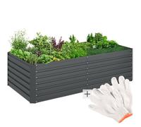CARRE POTAGER - TECTAKE - Jardinière surélevée BLOMMA en acier galvanisé capacité 1100L gants inclus