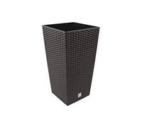 Carre Rato Square pot de fleur 16 L en plastique, rotin osier style, en umbra