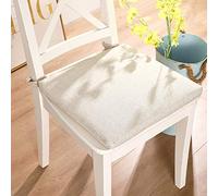 Carré Respirant Mousse Mémoire Coussin De Siège Avec Cravates Pas-glisser Bureau Coussin De Chaise Quatre Saisons Linge De Coton Galette De Chaise Pour Accueil Bureau Chaise De Cui-Blanc 40x40cm(16x16