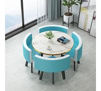 Carré/Round Conference Table, table ronde avec 4 chaises, Table Salon Manger, Ensembles de Chaises à Dossier en PU 5 Pièces, table chaise encastrable, Convient for la cuisine, la salle à manger ( Colo