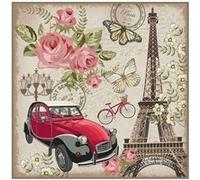 Carré simili cuir 44x44 cm Paris voiture ancienne(...) - parischevaux parischevaux G