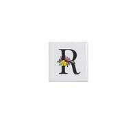Carreau Ceramique Décoratif - R Rose Romy Romane Lettre Alphabet Prénom Fleurs - 4,5 x 4,5 cm
