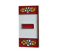 Carreau de maison en céramique - Chiffres et lettres - Motif floral rouge - Dimensions : 7,5 x 3,5 cm - 2 à 10 cadres (Hyphen)