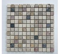 Carreau de Mosaïque Travertin Vieilli en Mélange de 5 Couleurs, 30,5 x 30,5 cm