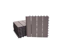 Carreau De Sol En Wpc, Finition Rhône +, Aspect Bois, Balcon/Terrasse, 11x Chaque 30x30cm = 1m² Premium Gris Gris