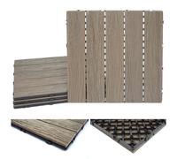Carreau De Sol En Wpc Hwc-E19, Aspect Bois Pour Balcon/Terrasse, Brun Clair, 4x Chaque 50x50cm = 1m². Marron